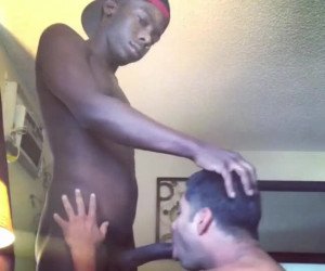 Black Teen with Big Dick Sucked by Older Man