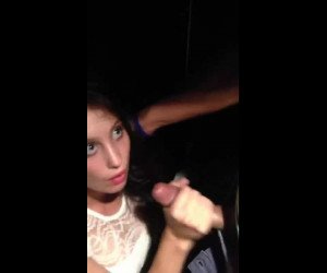 slut sucking dick in club toilet