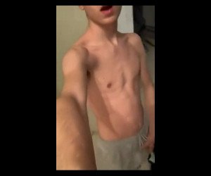 playing with cock in grey joggers